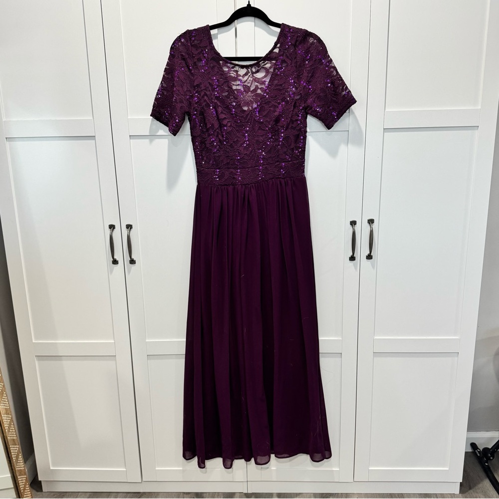 Shop Stevie: Elegant Purple Lace Evening Dress